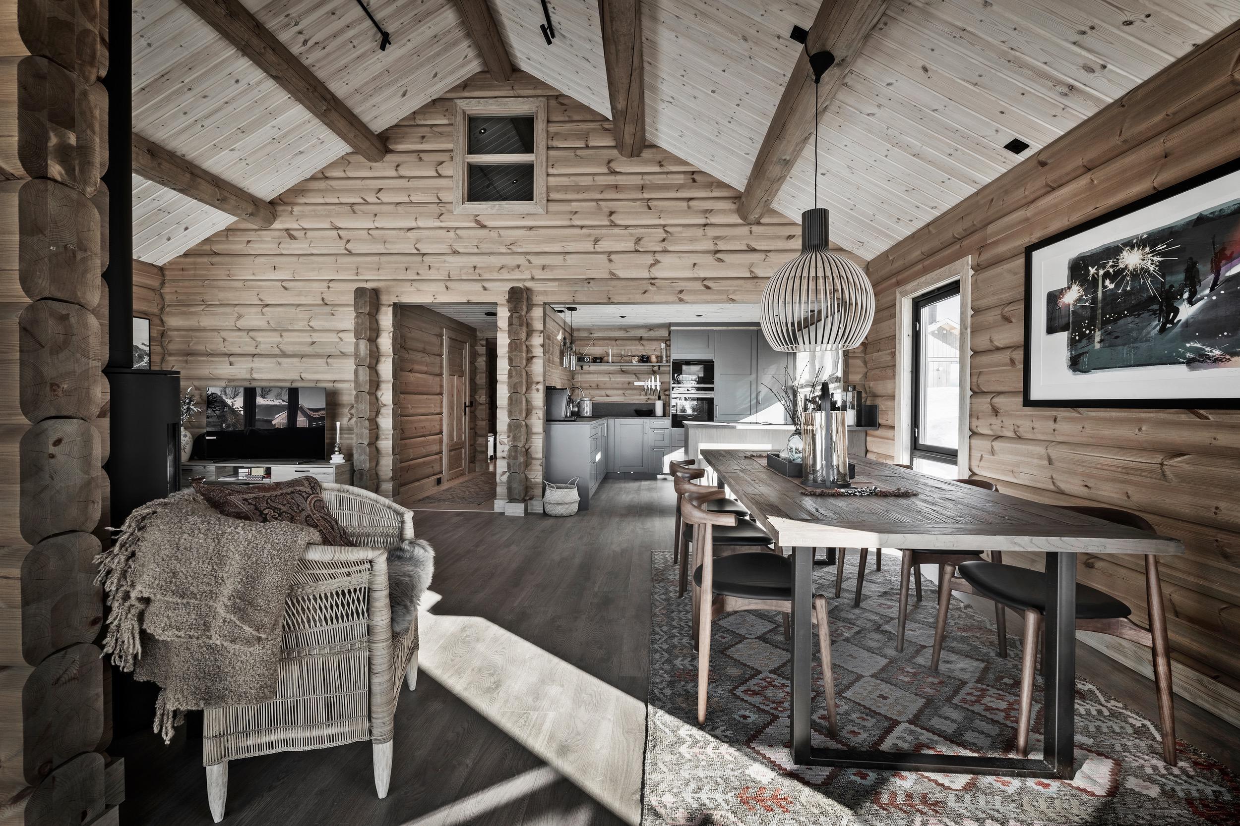 Bilde av en stue i en Øverbygg Hytte