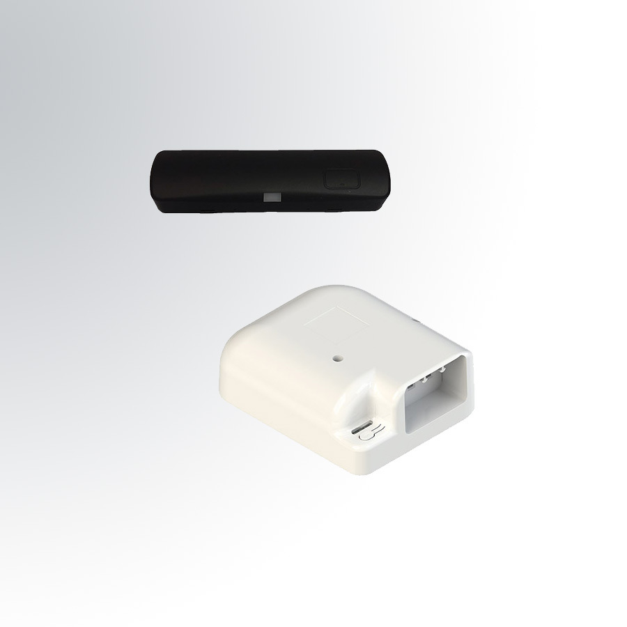 Bilder viser sensor og stikk av komfyrvakt. Her er sensoren farget sort. Foto.