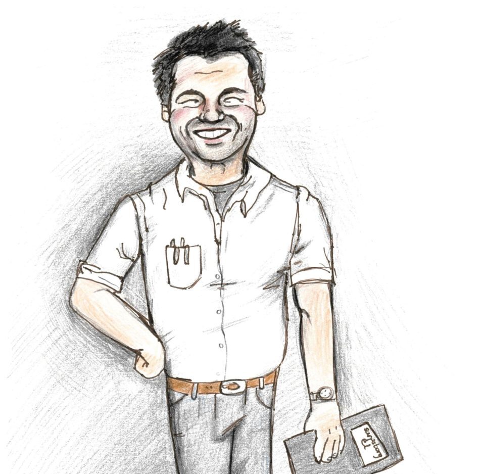 Cato Hansen er daglig leder og faglig ansvarlig, her i karikaturtegning