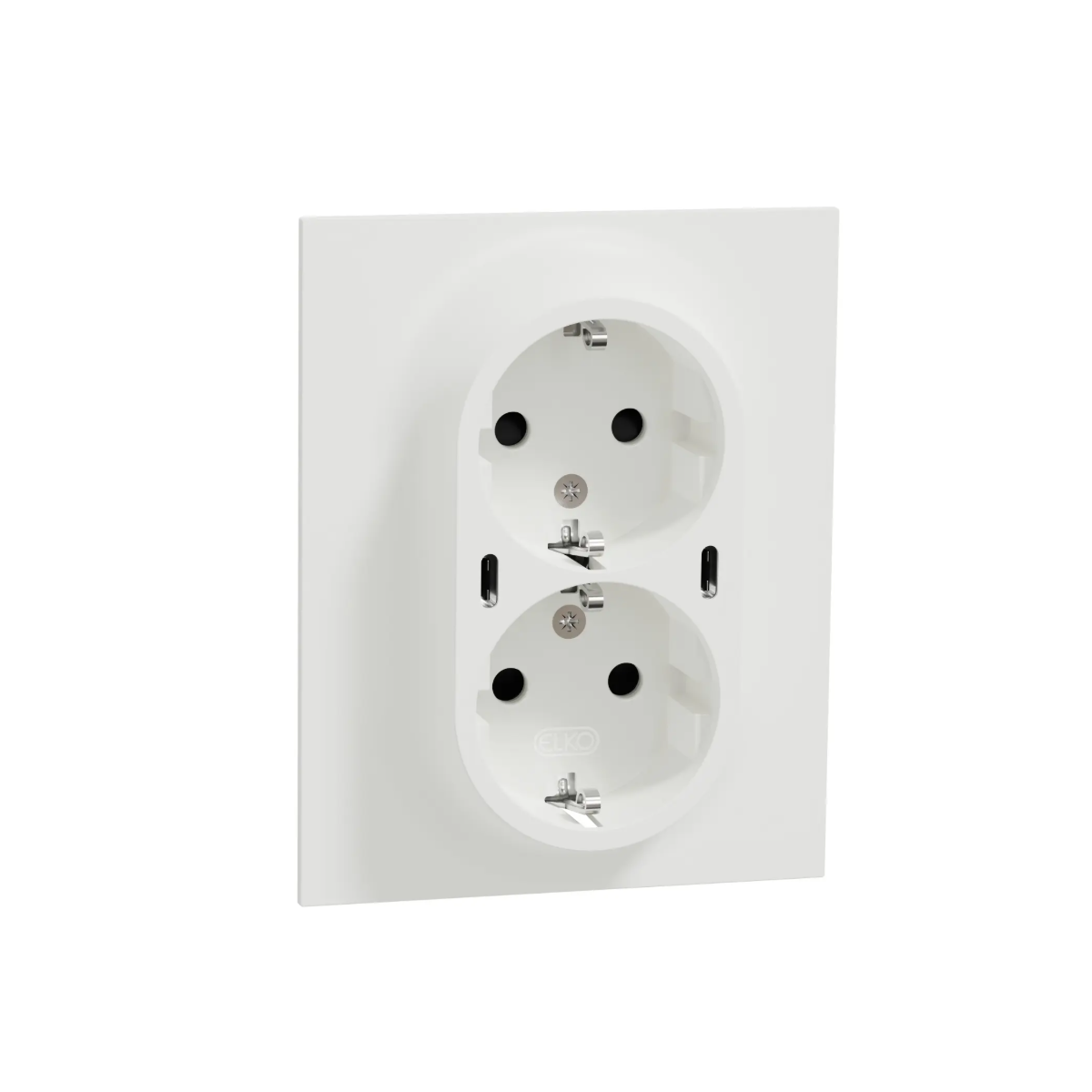 Dobbel stikkontakt med 2 USB C, fra ELKO One. Hvit. Foto.