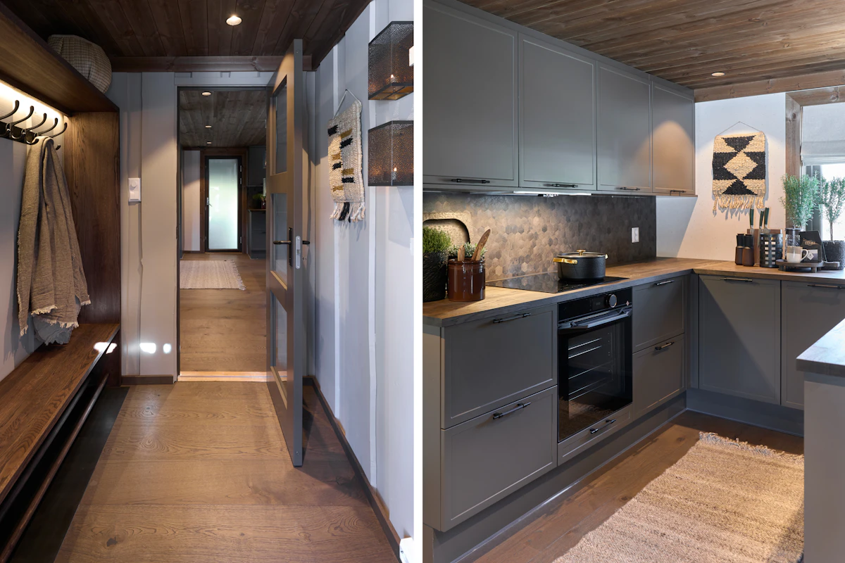 Gang og kjøkken Eventyrlig Oppussing Setesdal. Foto.