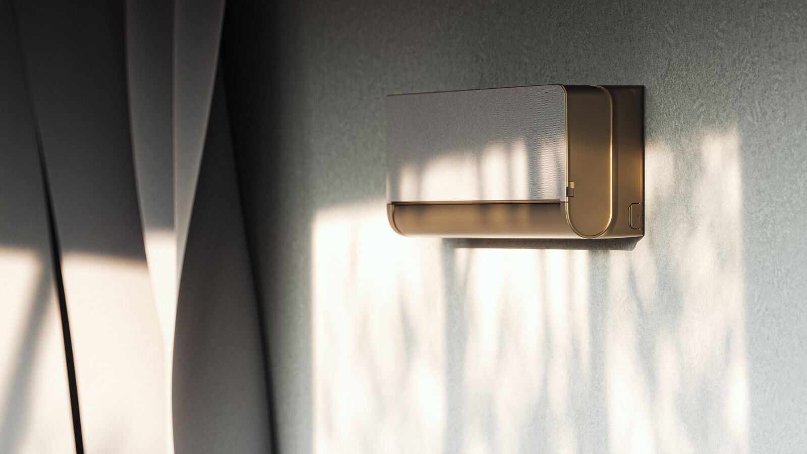 Bildet viser ELL Front Varmepumpe på vegg. Foto.