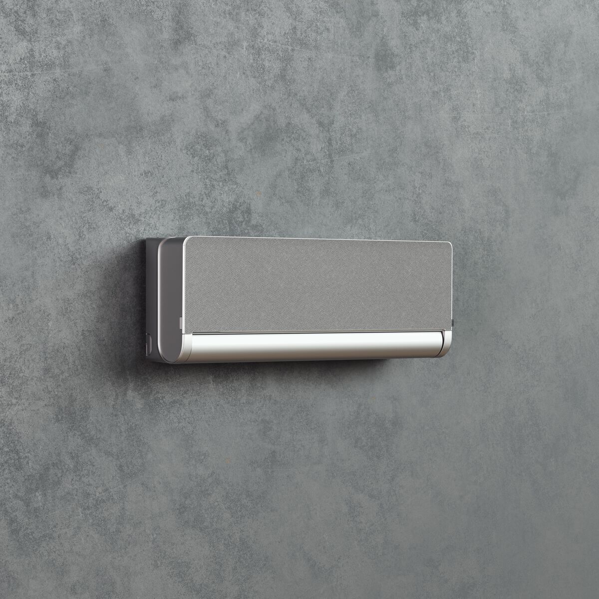 Bildet viser ELL Front Varmepumpe i sølv og grå farge. Foto.