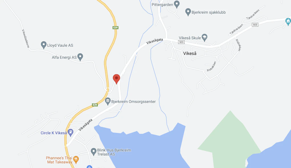Vikesågaten 32, 4389 Vikeså. Skjermbilde fra google Maps.