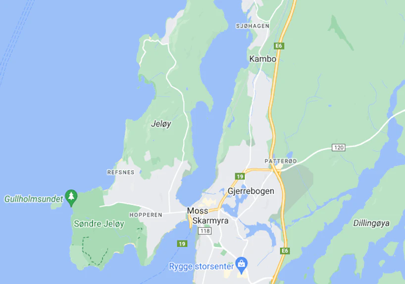 Viser kart over Jeløya. Grafikk.