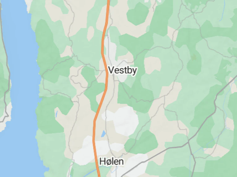 Kart som viser Vestby. Grafikk.