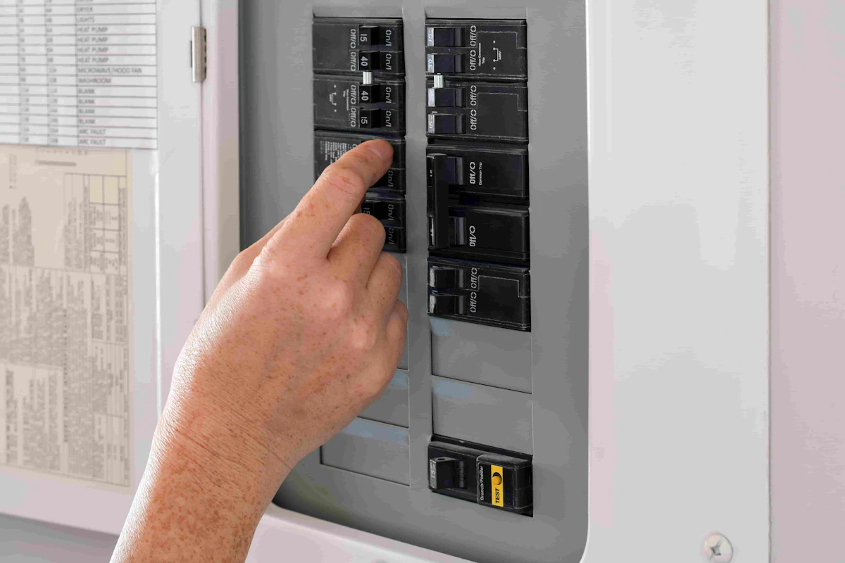 Hånd som sjekker et sikringsskap